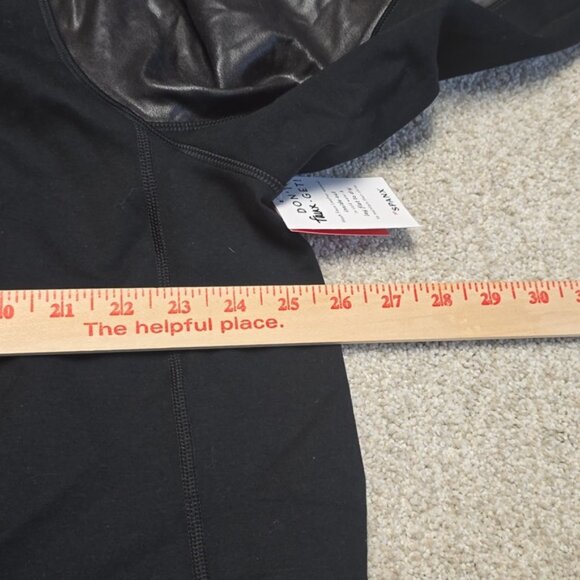 Spanx Faux Leather Drape Front Jacket Very Black Edgy Motorcycle Gothic Coat 2X - Picture 11 of 12